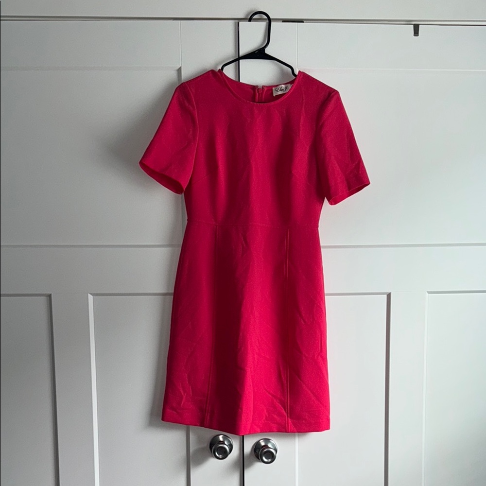 Eliza J Red Sheath Midi Dress Crew Neck